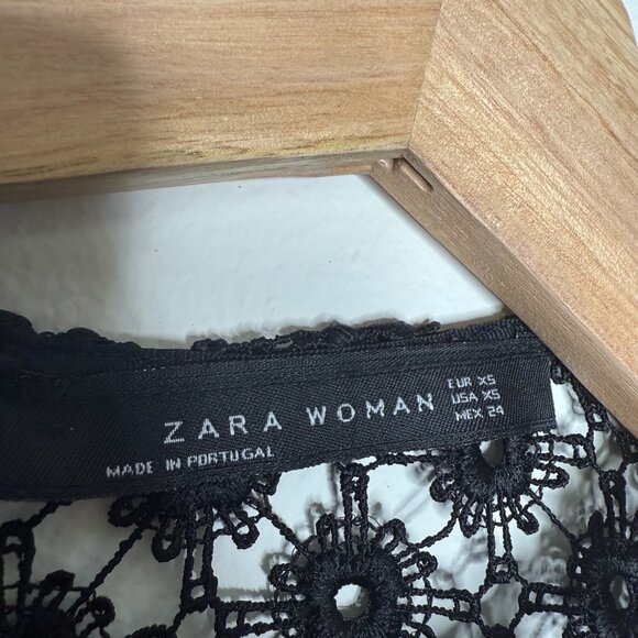 Zara | Faux Leather and Lace Black Mini Dress - XS - Picture 5 of 11